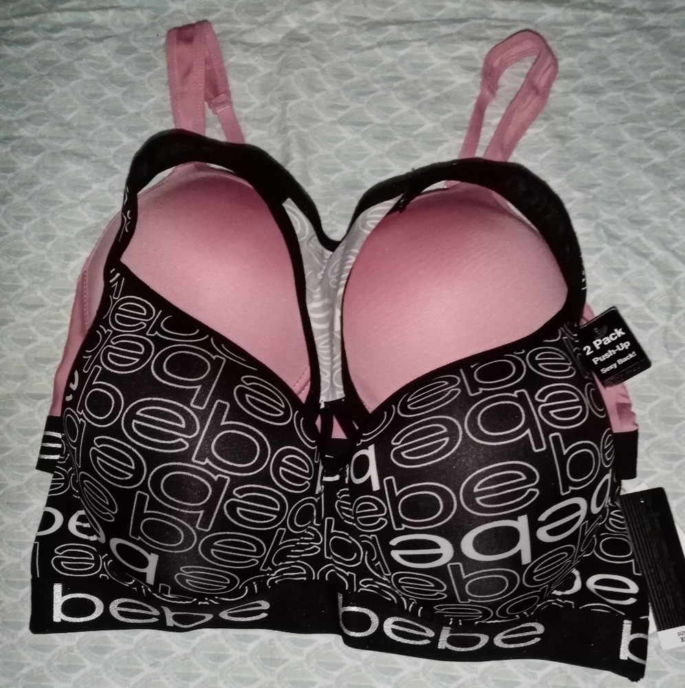 2 Pk Women's BEBE Under Wire Padded Push-Up Bras
